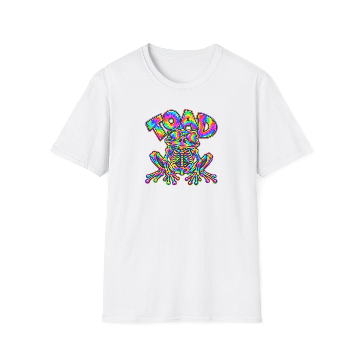 Tie Dye Toad Skeleton T-Shirt | Colourful Halloween Tee | Croaking Toad