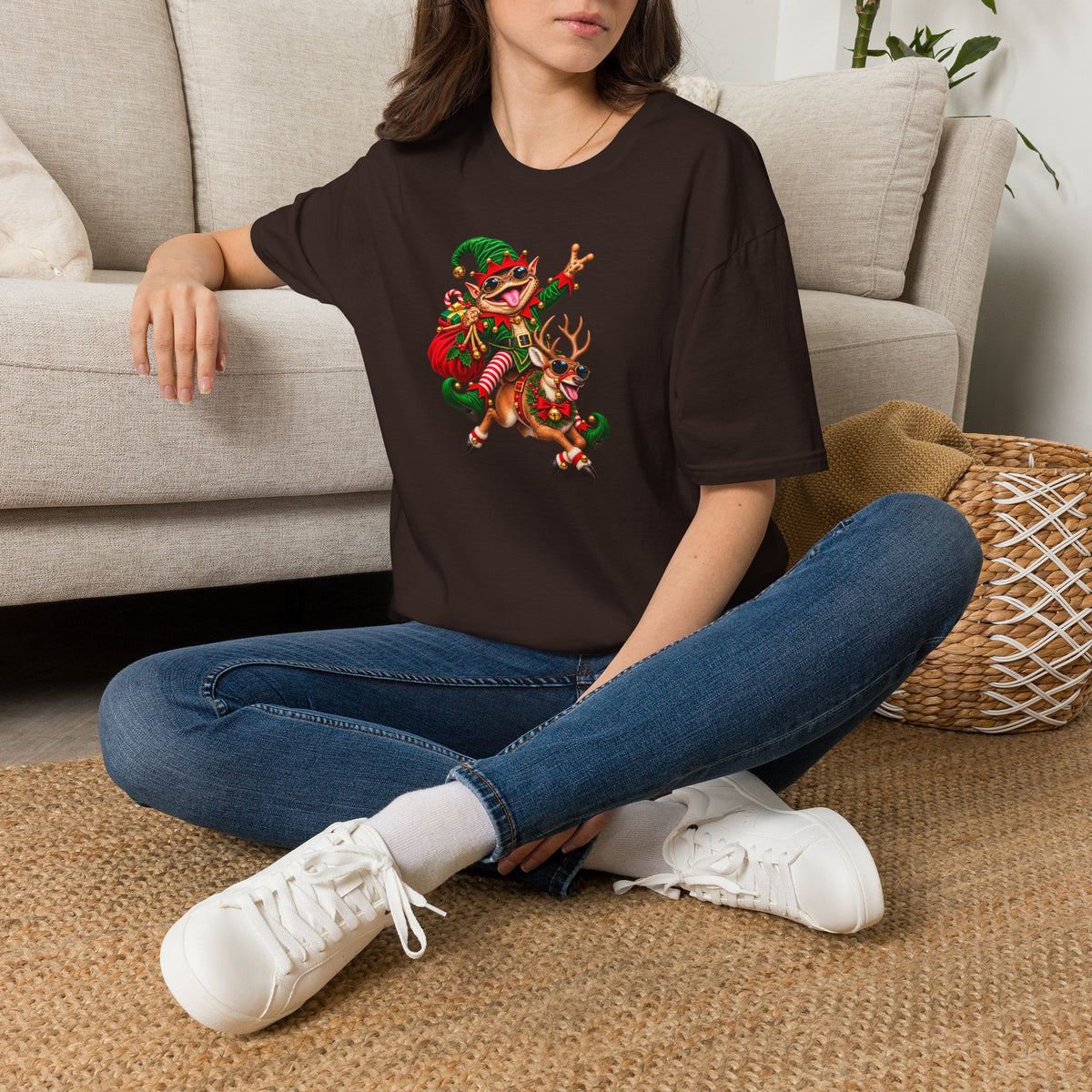 Christmas Toad on Reindeer unisex Softstyle T-Shirt