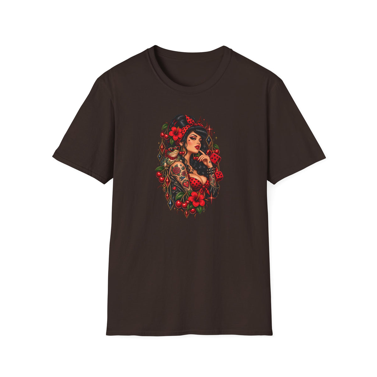 Red Rose Jaded by a Toad - Pinup T-Shirt