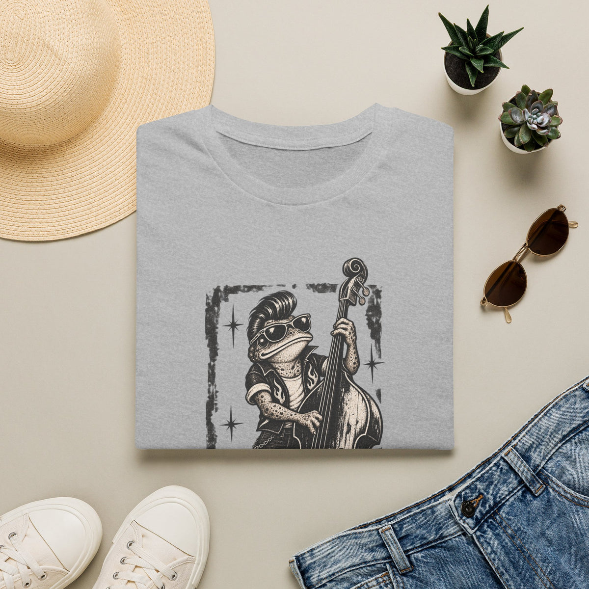 Rockabilly Double bass Toad Unisex Softstyle T-Shirt