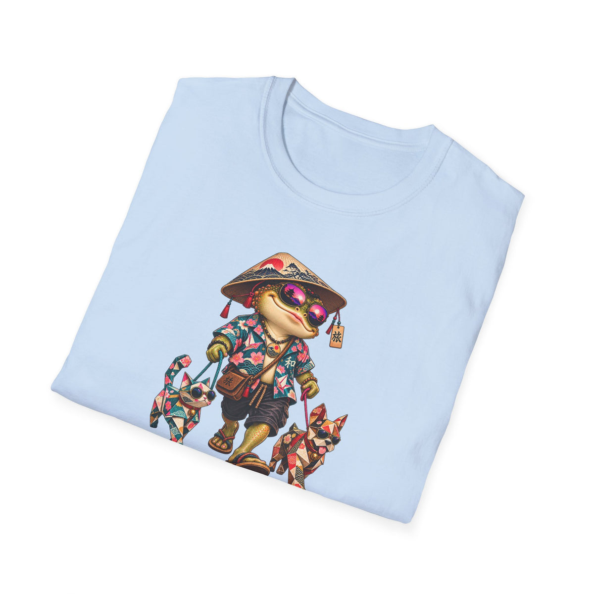 Toad walking  Origami dog unisex Softstyle T-Shirt