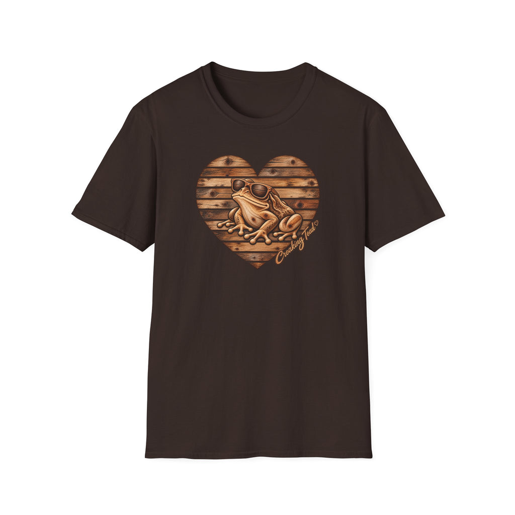 Wooden heart - Croaking Toad  T-Shirt 🪵 🐸 ❤️