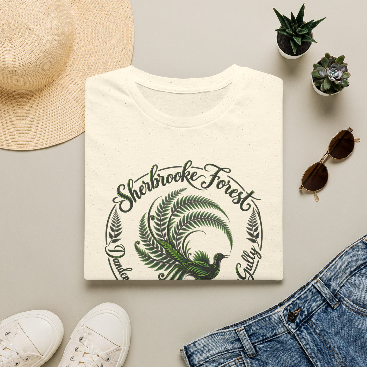Sherbrooke Forest - Dandenong Rages - Ferntree Gully. Main feature Lyrebird Unisex Softstyle T-Shirt