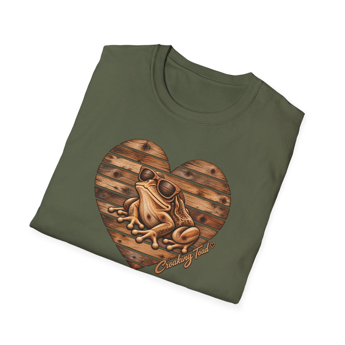 Wooden heart - Croaking Toad  T-Shirt 🪵 🐸 ❤️