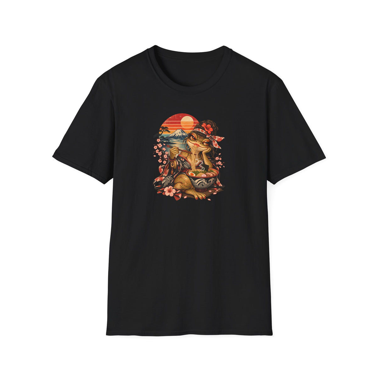 Ramen cherry blossom Sunset Unisex Softstyle T-Shirt