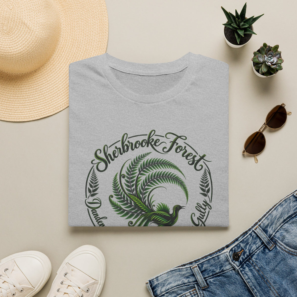 Sherbrooke Forest - Dandenong Rages - Ferntree Gully. Main feature Lyrebird Unisex Softstyle T-Shirt