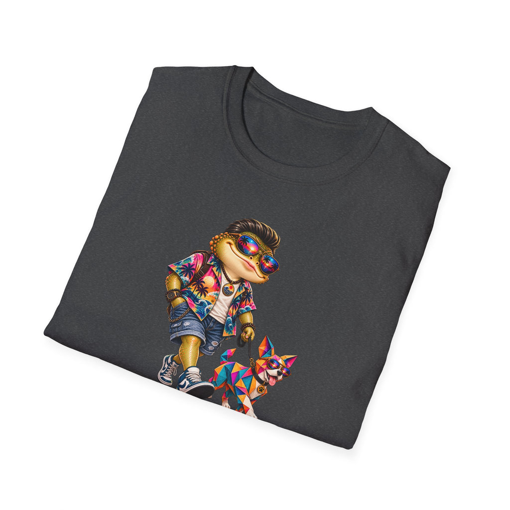Toad walking  Origami dog unisex Softstyle T-Shirt