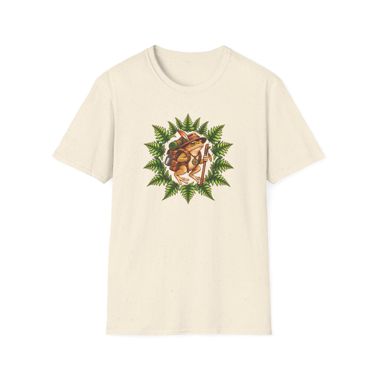 Hiking Toad with fern leaf Unisex Softstyle T-Shirt