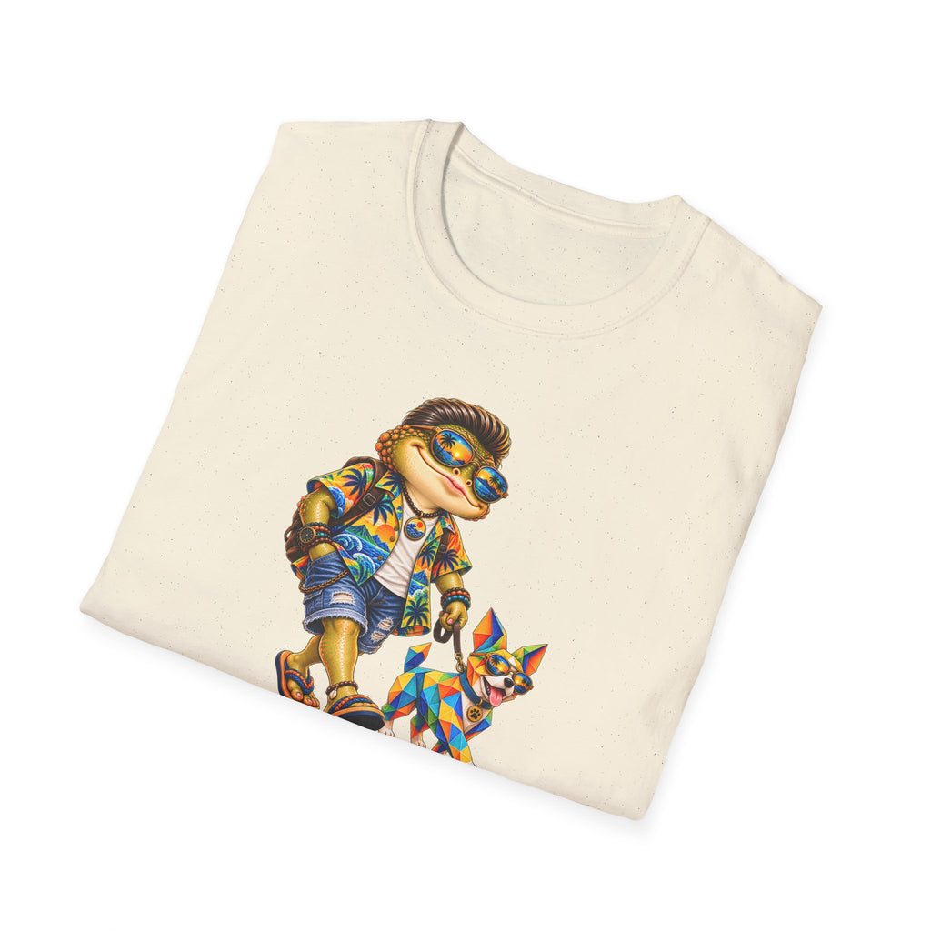 Toad walking  Origami dog unisex Softstyle T-Shirt