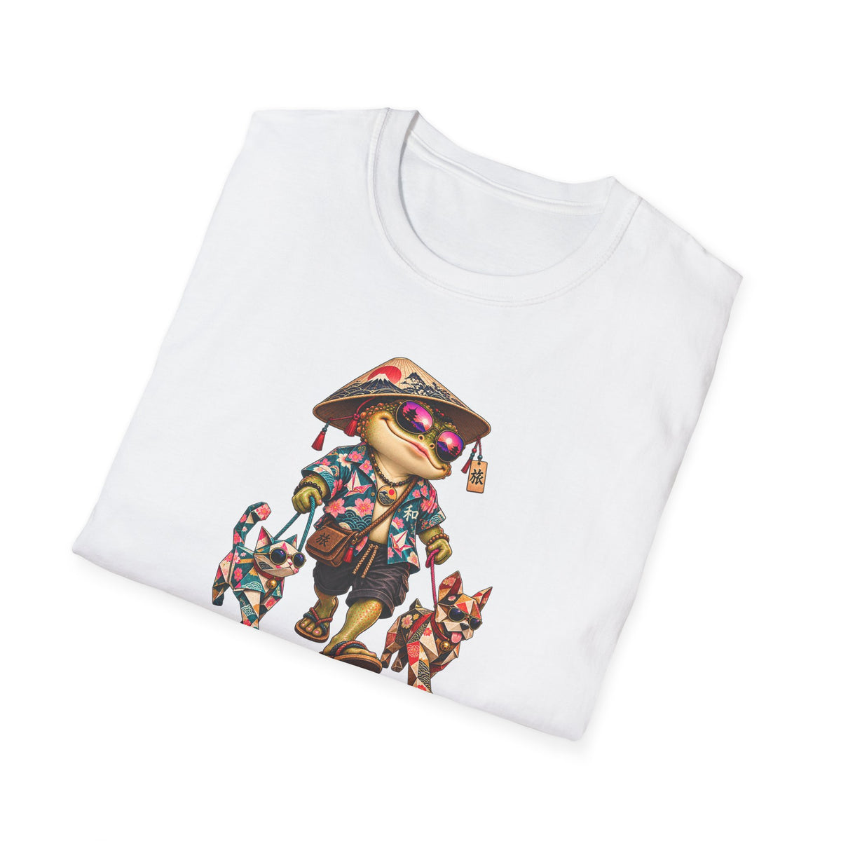 Toad walking  Origami dog unisex Softstyle T-Shirt