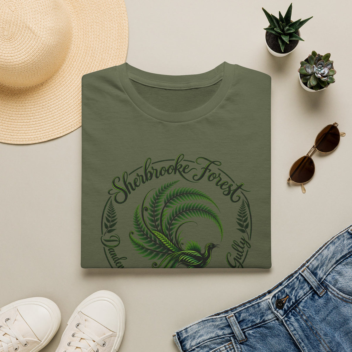 Sherbrooke Forest - Dandenong Rages - Ferntree Gully. Main feature Lyrebird Unisex Softstyle T-Shirt
