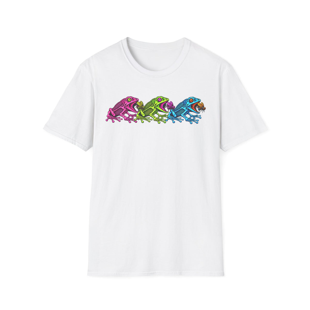 Skeleton Toad and Neon flies Croaking Toad - T-Shirt