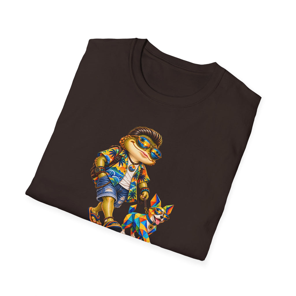 Toad walking  Origami dog unisex Softstyle T-Shirt