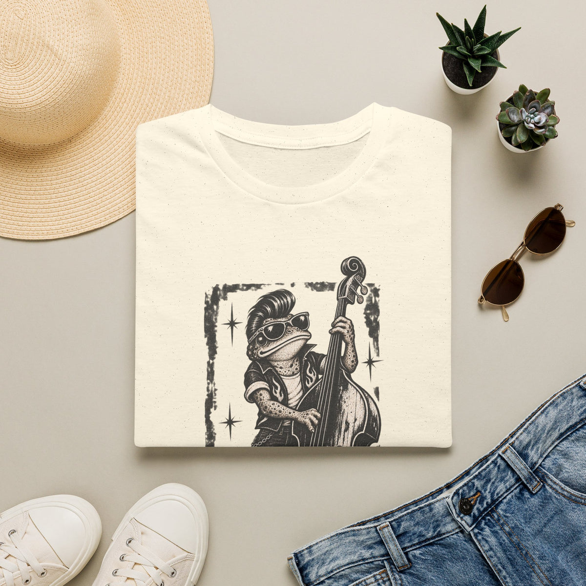 Rockabilly Double bass Toad Unisex Softstyle T-Shirt