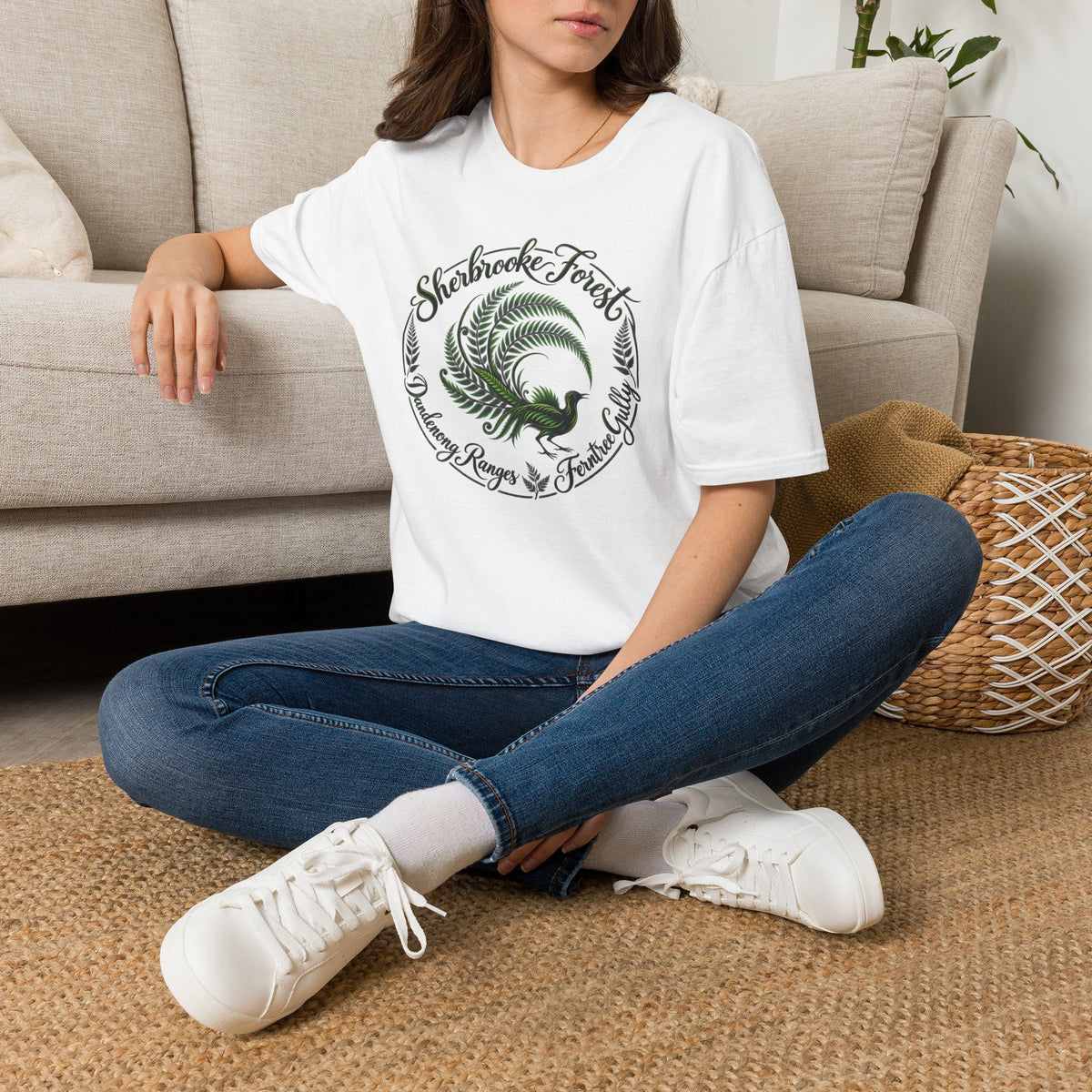 Sherbrooke Forest - Dandenong Rages - Ferntree Gully. Main feature Lyrebird Unisex Softstyle T-Shirt