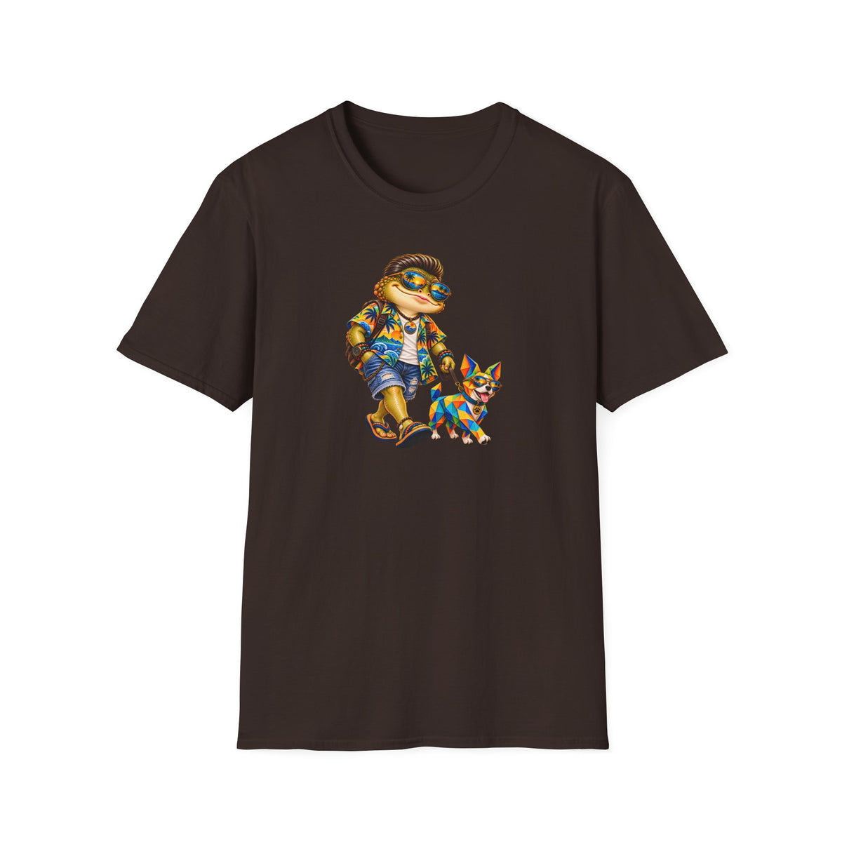 Toad walking  Origami dog unisex Softstyle T-Shirt