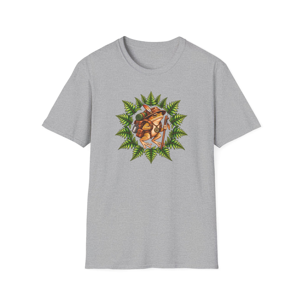 Hiking Toad with fern leaf Unisex Softstyle T-Shirt