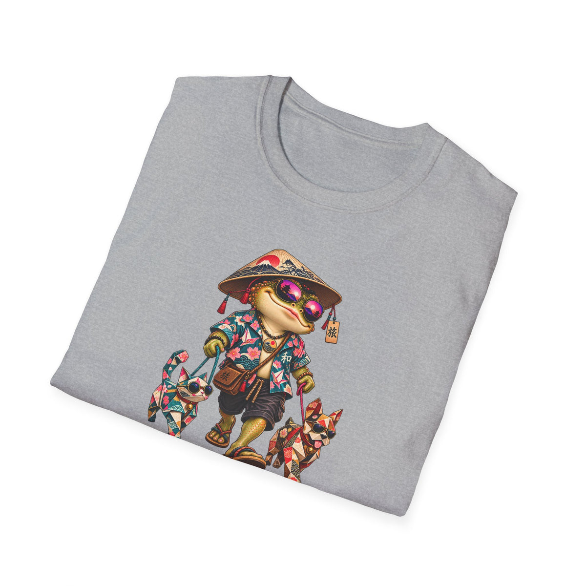 Toad walking  Origami dog unisex Softstyle T-Shirt