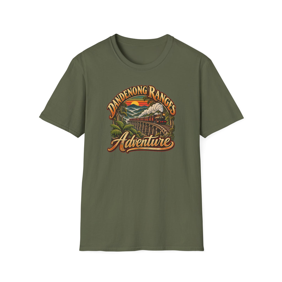 Dandenong Ranges Adventure with Puffing Billy steam train and tressel bridgeUnisex Softstyle T-Shirt