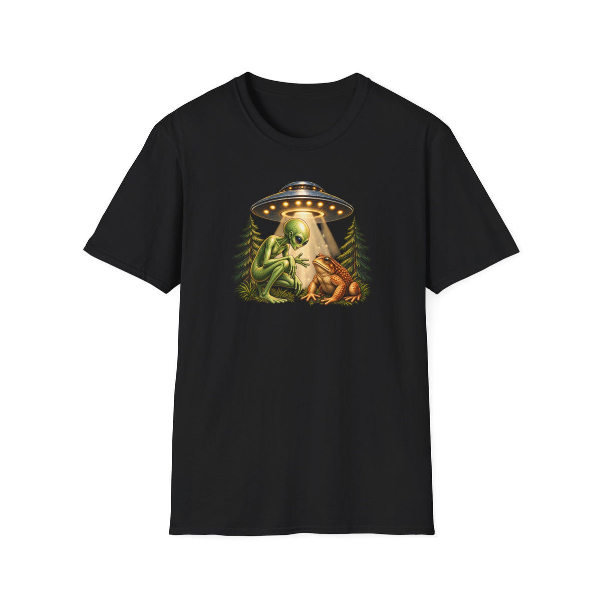 Alien & Toad UFO T-Shirt – Funny Extraterrestrial Graphic Tee