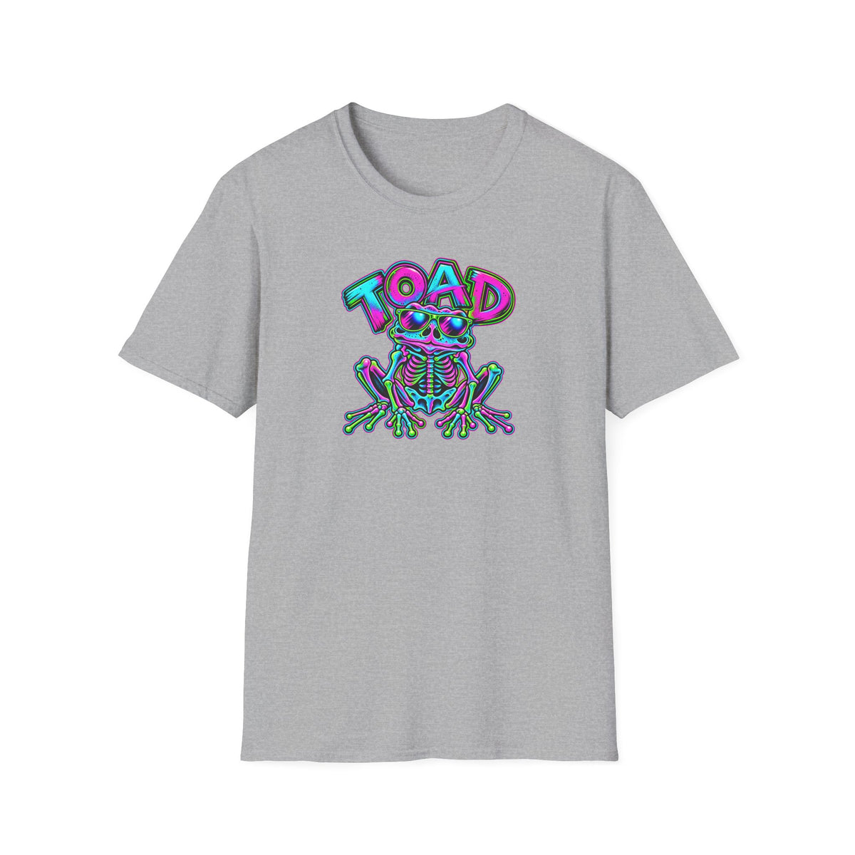 Neon Skeleton T-Shirt | Pink Aqua & Green Halloween Tee | Croaking Toad