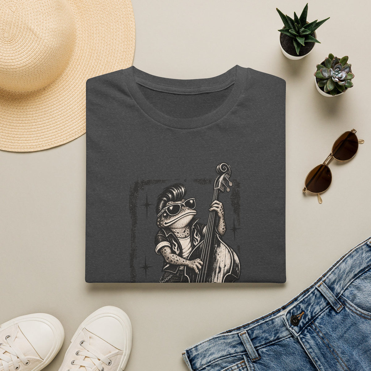 Rockabilly Double bass Toad Unisex Softstyle T-Shirt
