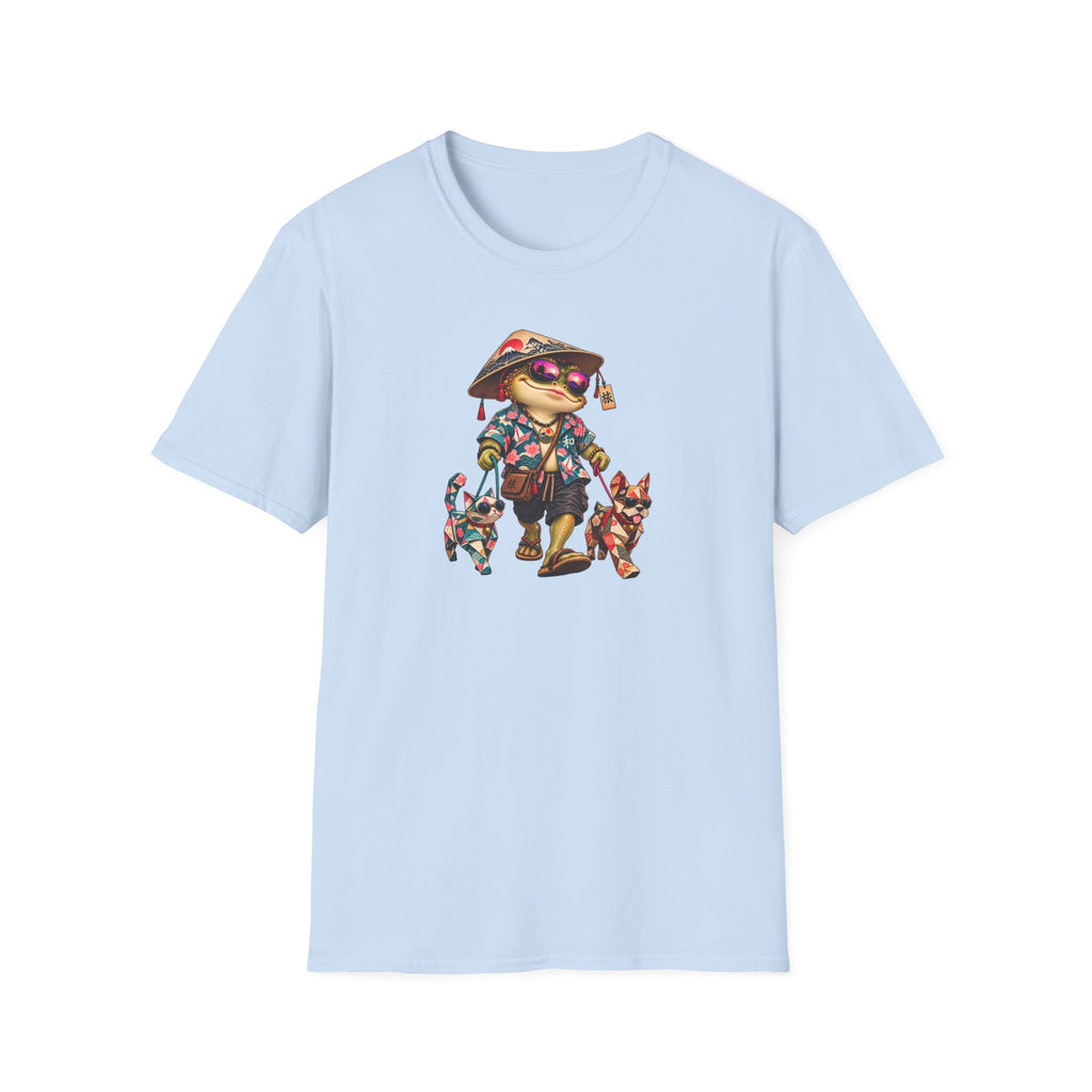 Toad walking  Origami dog unisex Softstyle T-Shirt