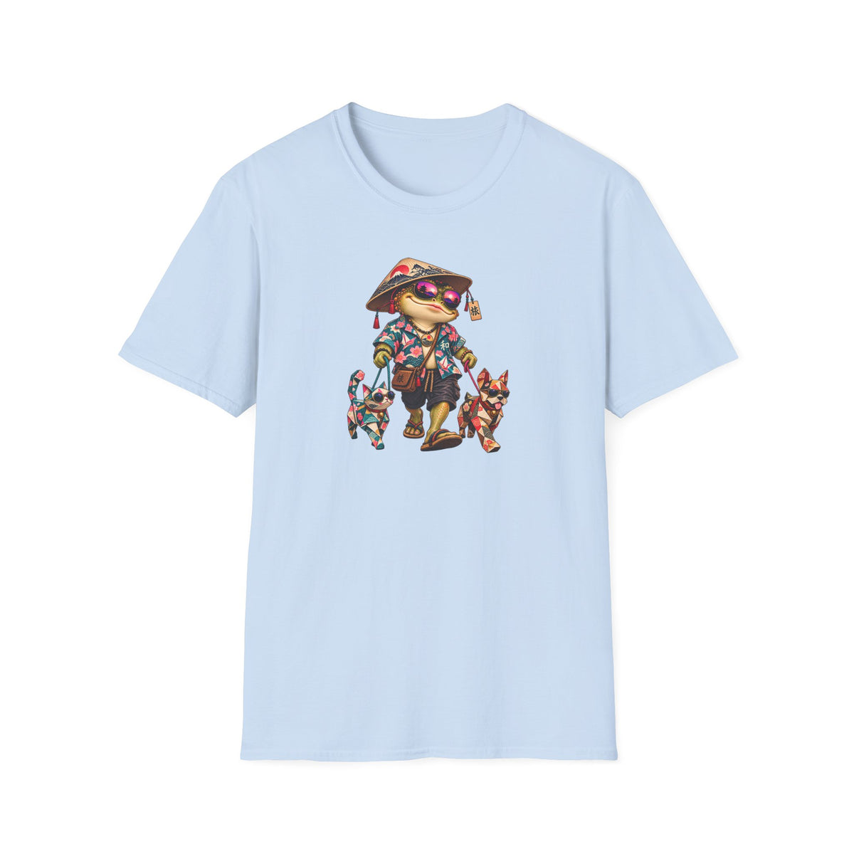 Toad walking  Origami dog unisex Softstyle T-Shirt