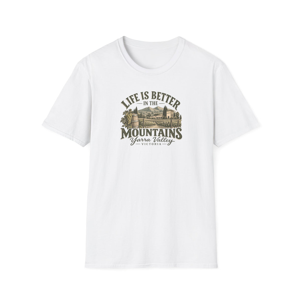Life is Better in the Mountains Yarra Valley Victoria Unisex Softstyle T-Shirt
