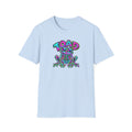Skeleton neon pink, aqua and greenI unisex Softstyle T-Shirt