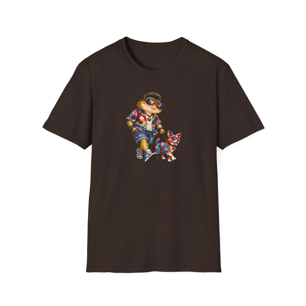Toad walking  Origami dog unisex Softstyle T-Shirt