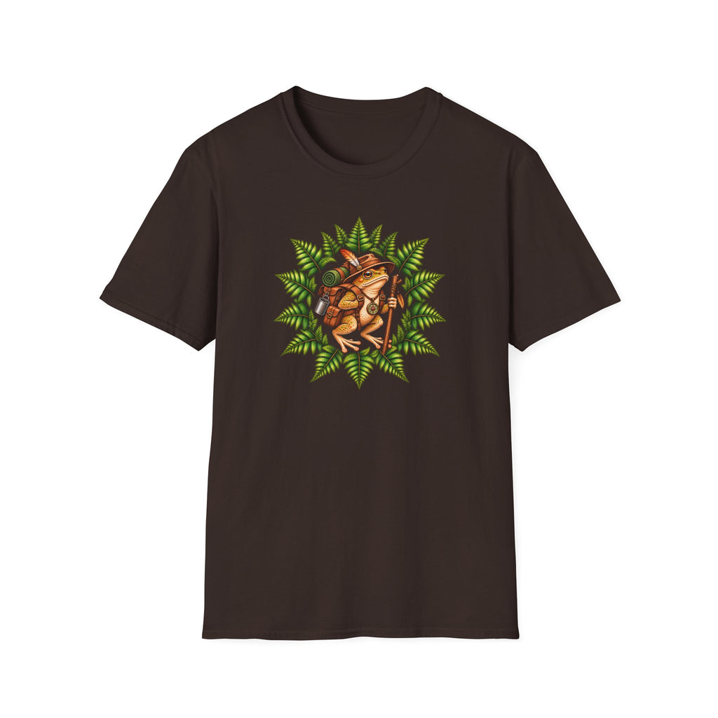 Hiking Toad with fern leaf Unisex Softstyle T-Shirt