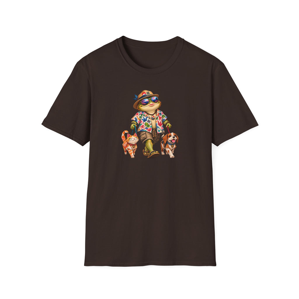Toad walking origami cat and dog Unisex Softstyle T-Shirt
