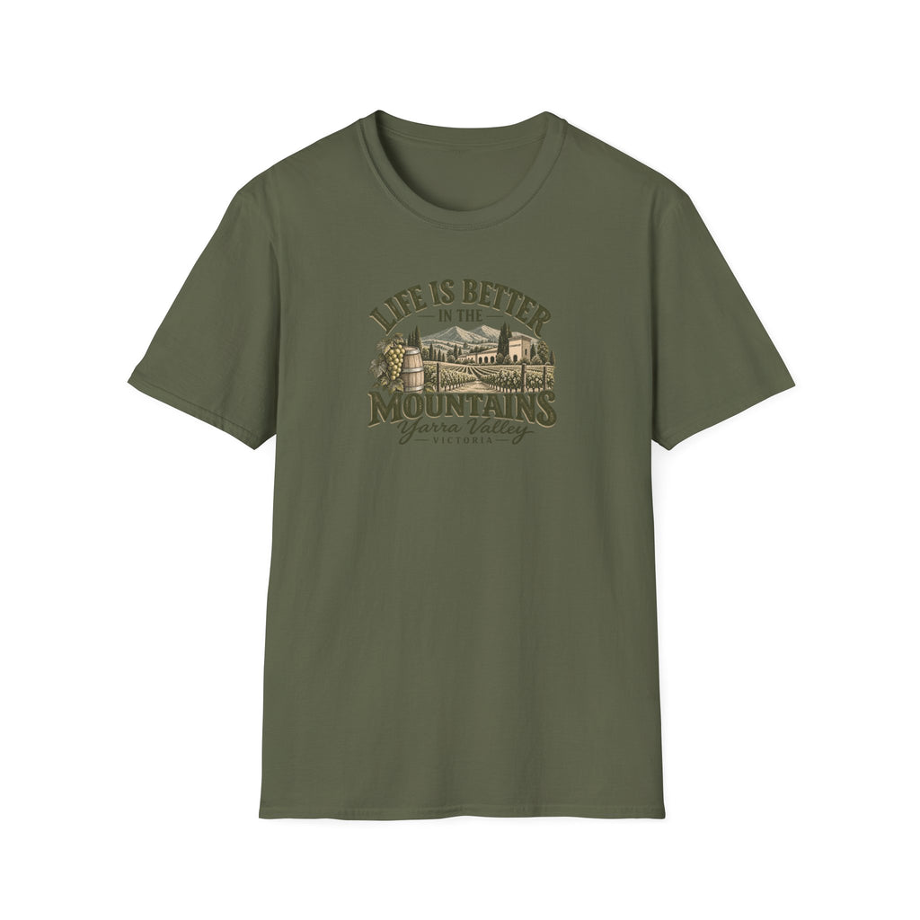 Life is Better in the Mountains Yarra Valley Victoria Unisex Softstyle T-Shirt
