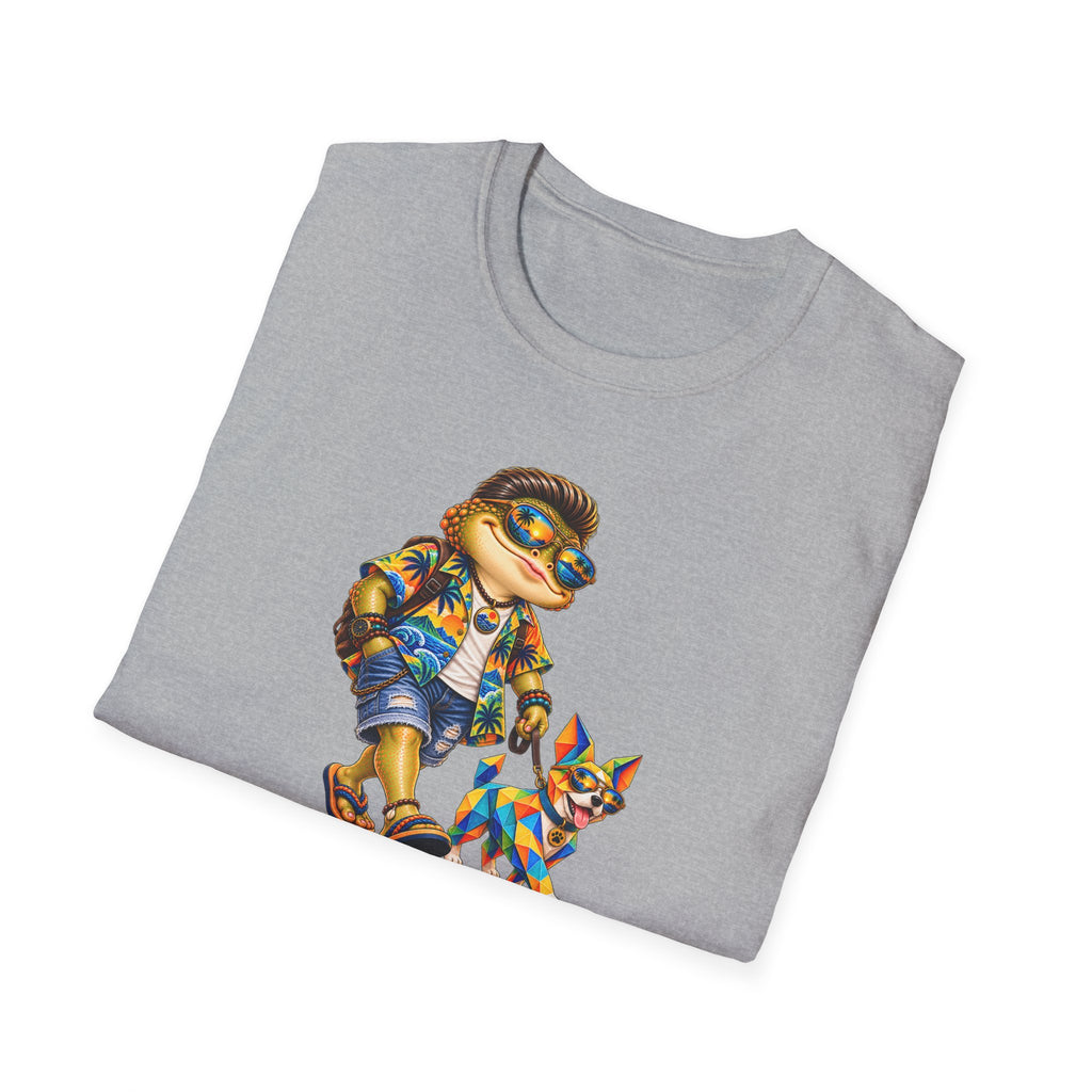 Toad walking  Origami dog unisex Softstyle T-Shirt