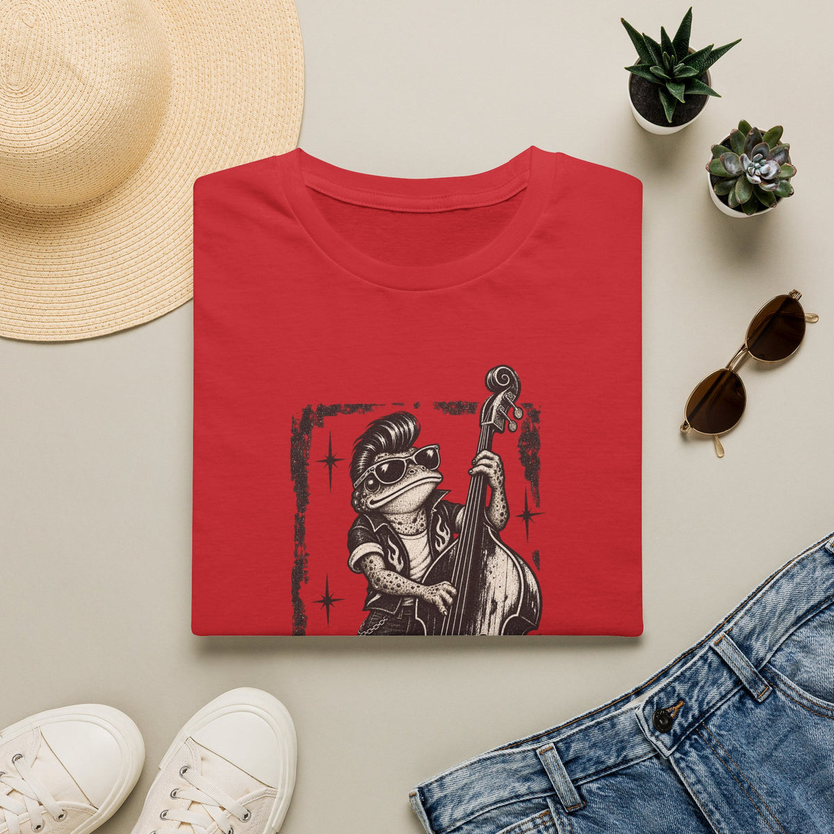 Rockabilly Double bass Toad Unisex Softstyle T-Shirt