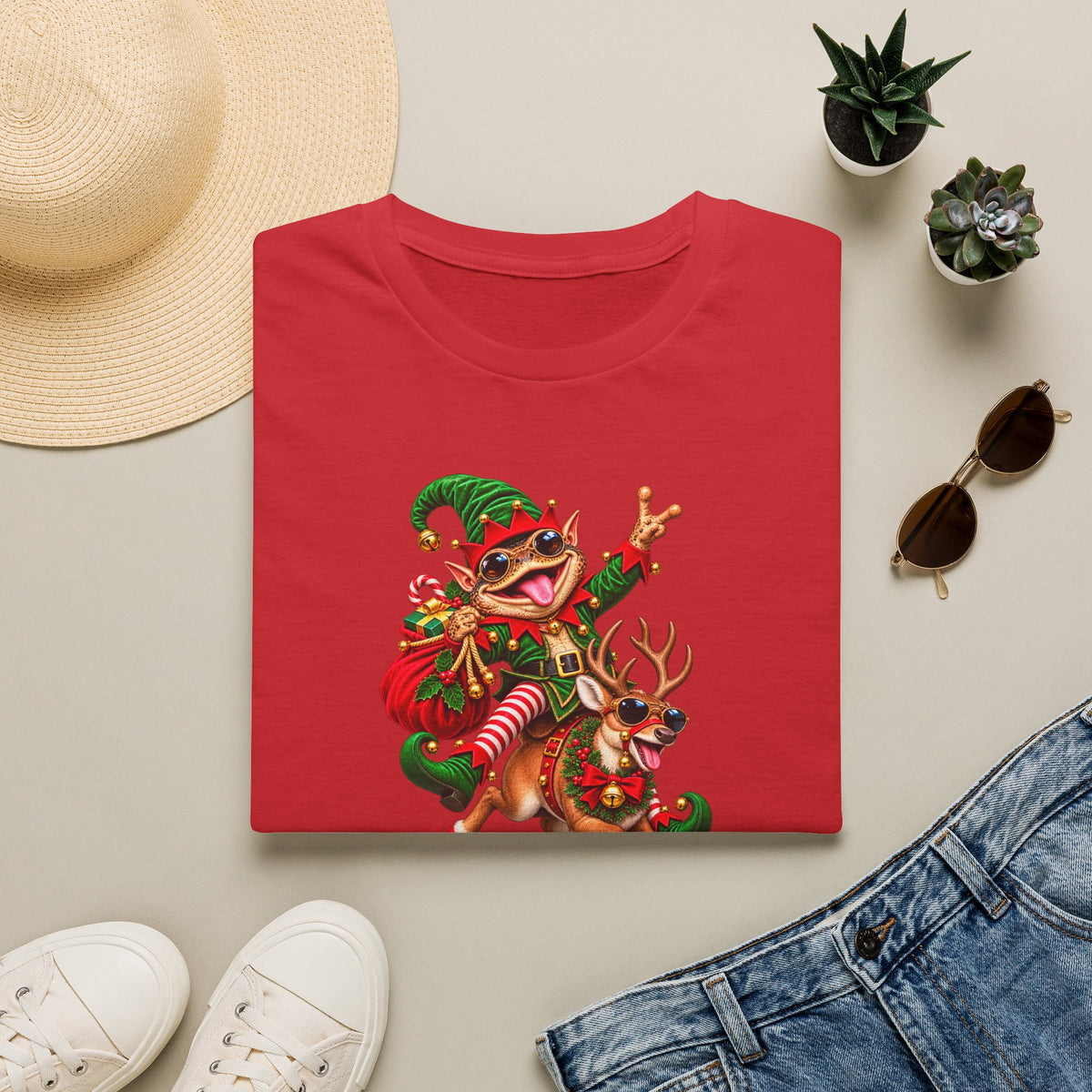 Christmas Toad on Reindeer unisex Softstyle T-Shirt