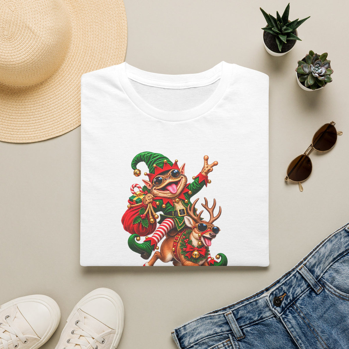 Christmas Toad on Reindeer unisex Softstyle T-Shirt