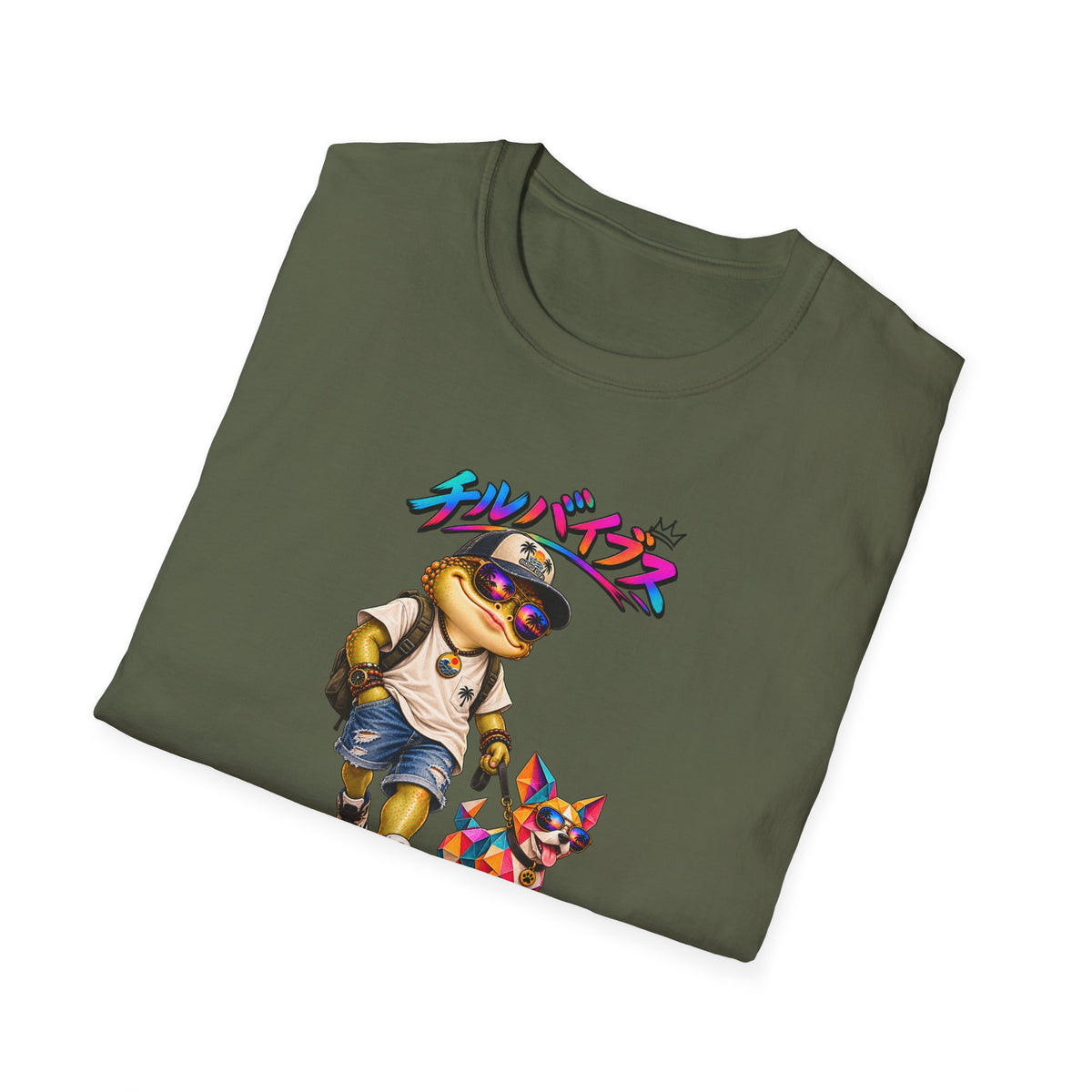 Toad walking  Origami dog unisex Softstyle T-Shirt