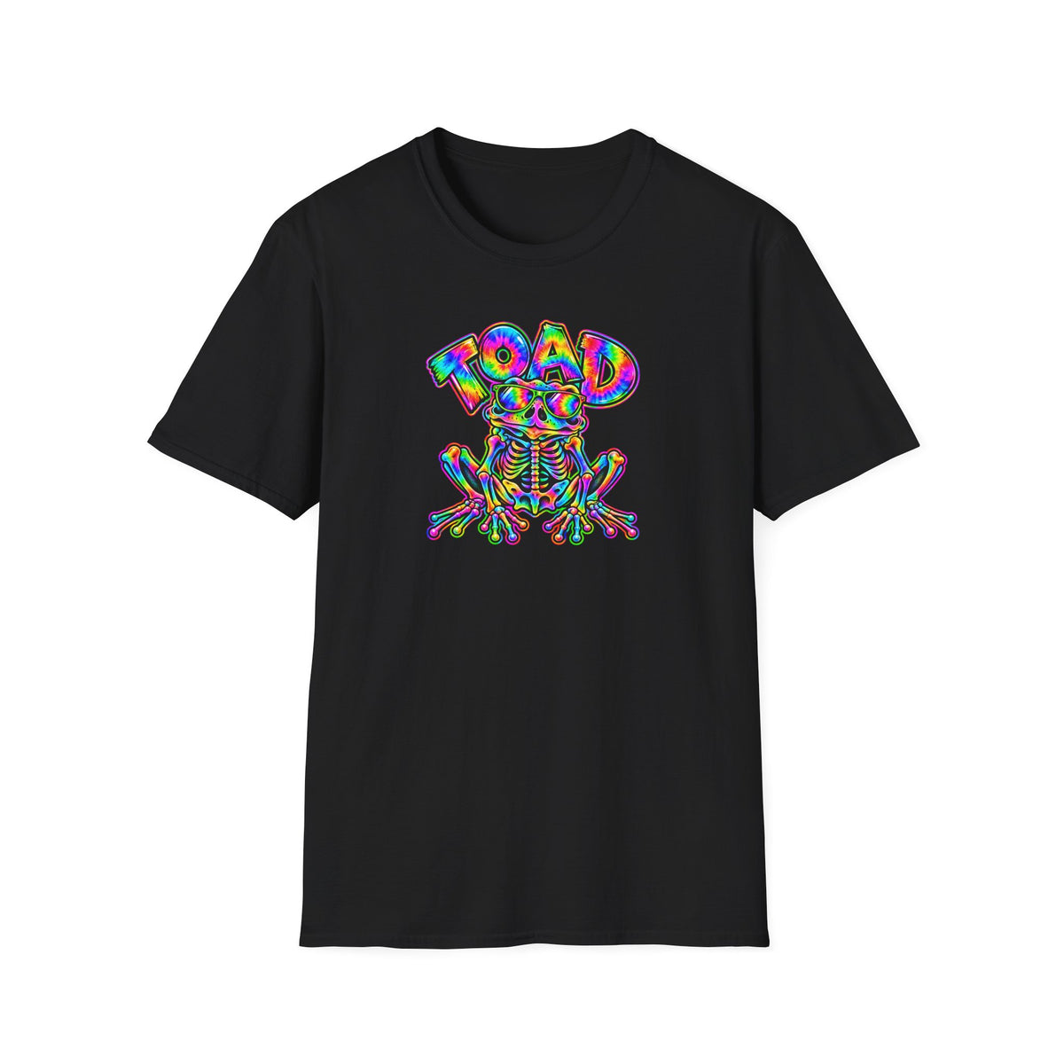 Tie Dye Toad Skeleton T-Shirt | Colourful Halloween Tee | Croaking Toad