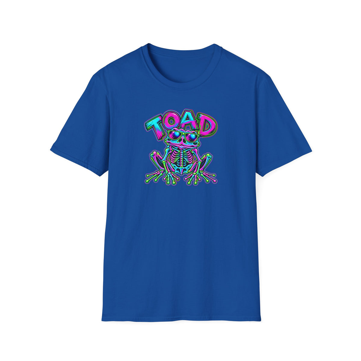 Neon Skeleton T-Shirt | Pink Aqua & Green Halloween Tee | Croaking Toad