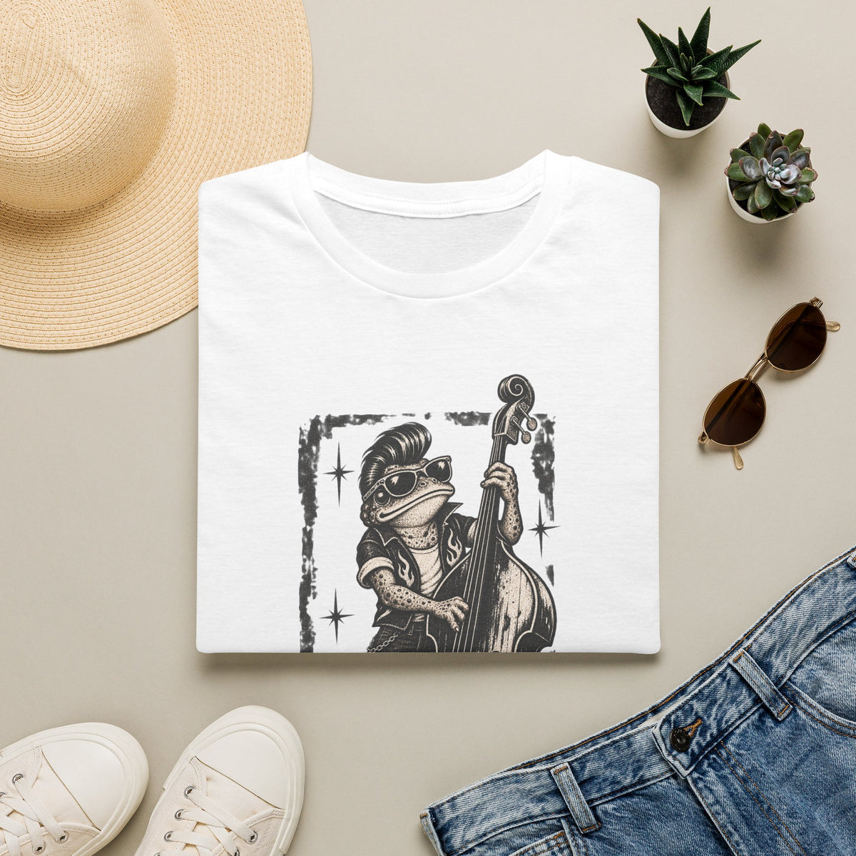 Rockabilly Double bass Toad Unisex Softstyle T-Shirt