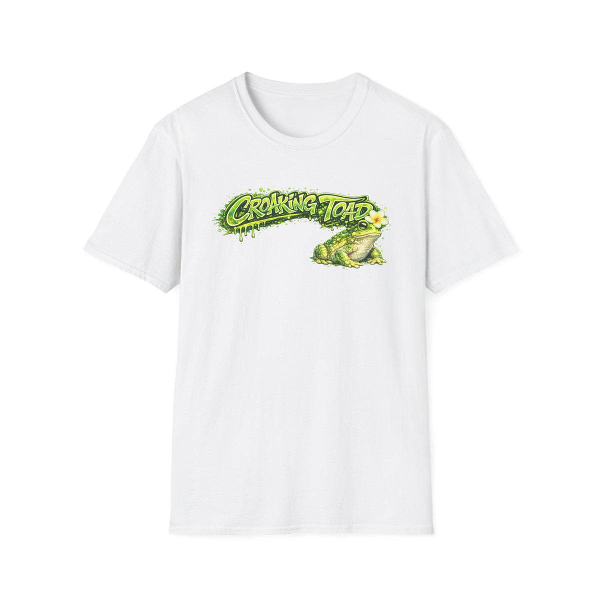 Croaking Toad green  with frangipani Unisex Softstyle T-Shirt