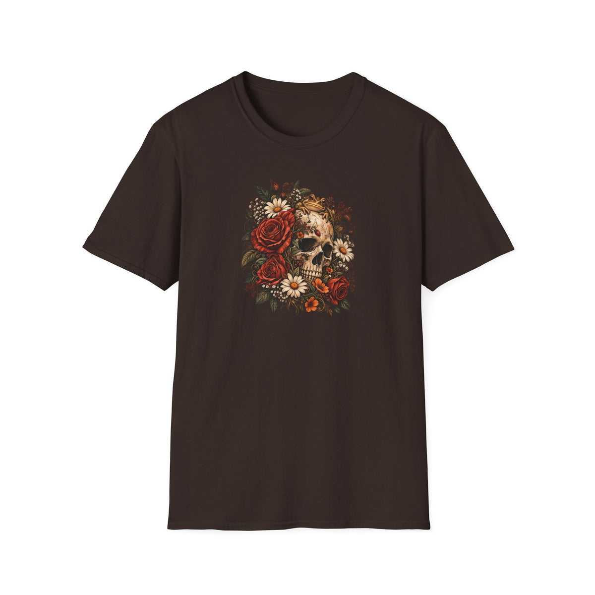 Skull Flowers & Toad T-Shirt | Alternative Floral Graphic Tee | Croaking Toad