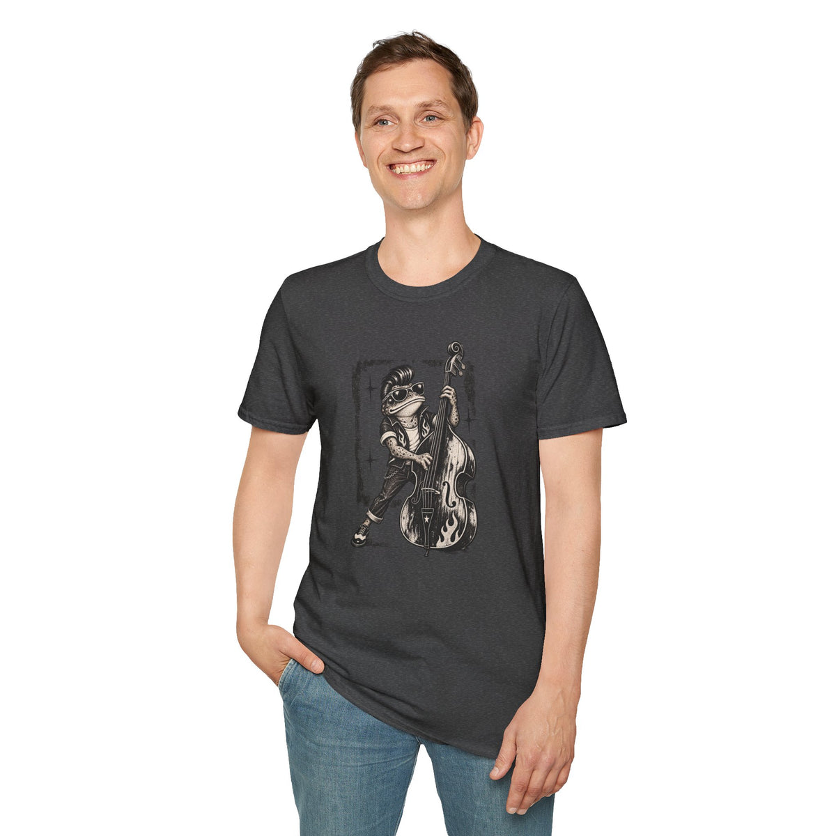 Rockabilly Double bass Toad Unisex Softstyle T-Shirt