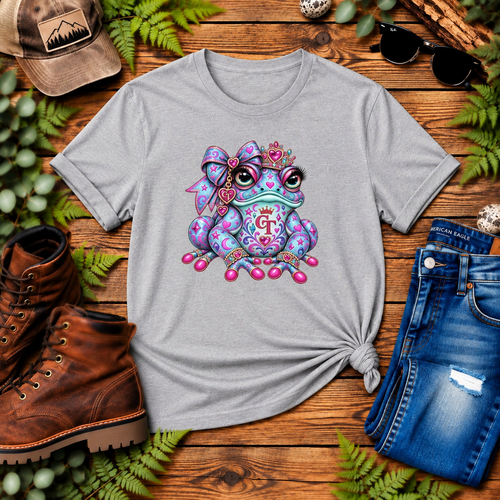 Blue & Pink Croaking Toad T-Shirt | Colourful Toad Graphic Tee