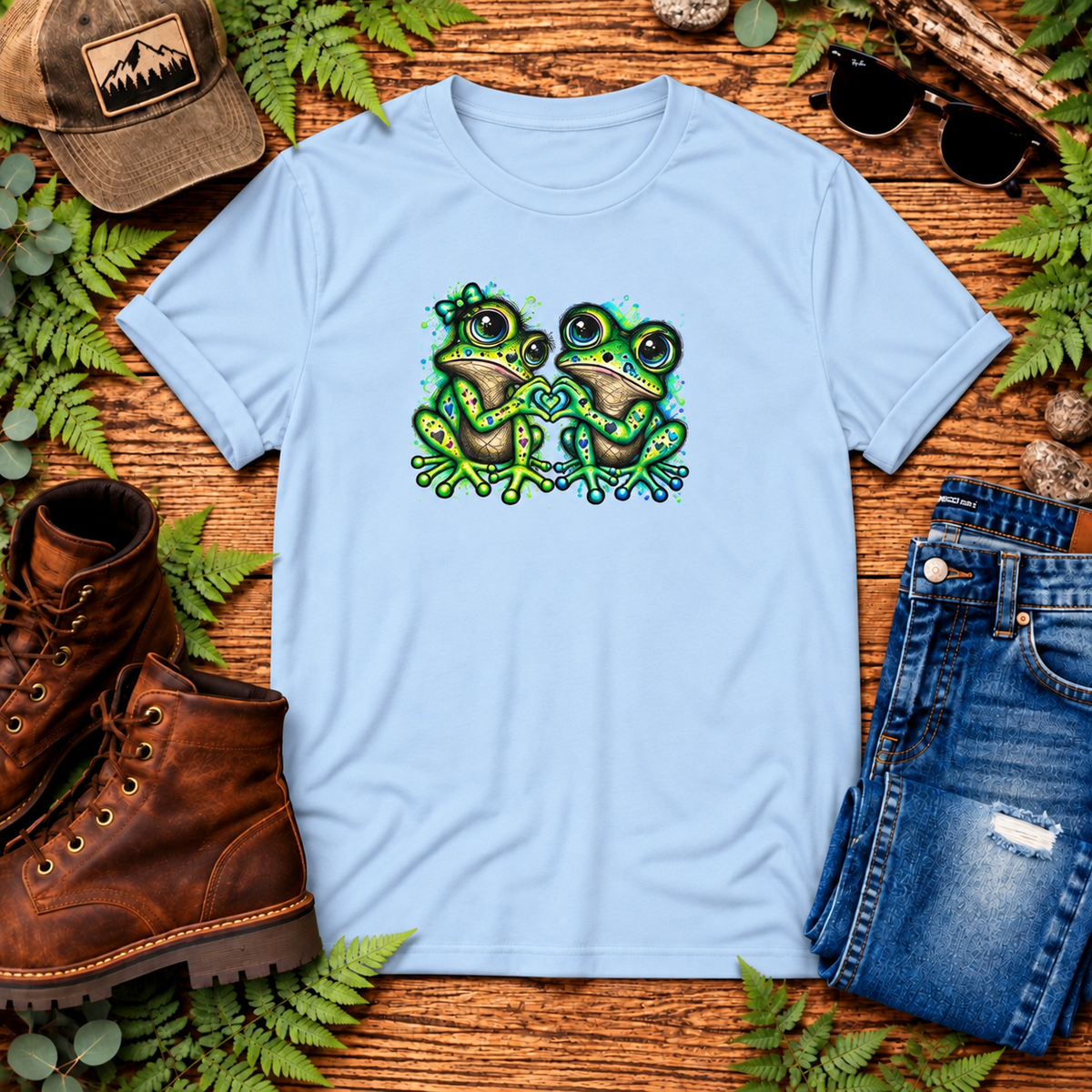 Love Toads green and aqua Unisex Softstyle T-Shirt