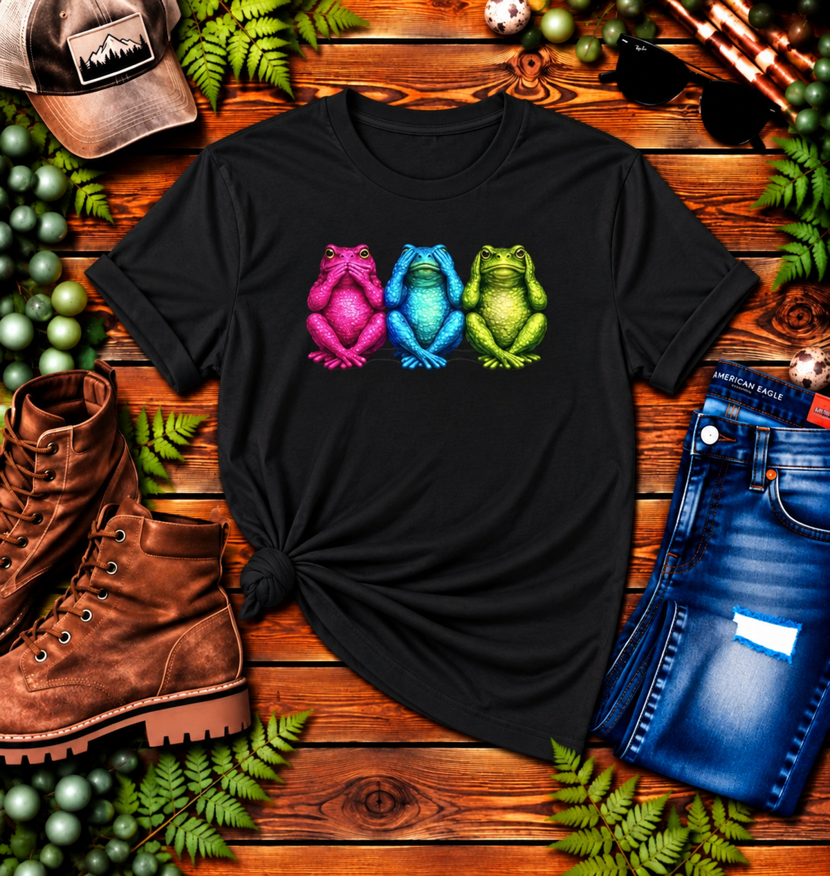 Three Wise Toads T-Shirt | Funny Toad Graphic Tee